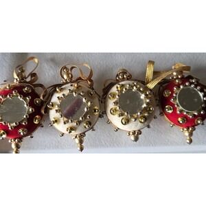 Vintage Handmade Satin Beaded Christmas Ornaments Lot of 4 – Red & Gold...